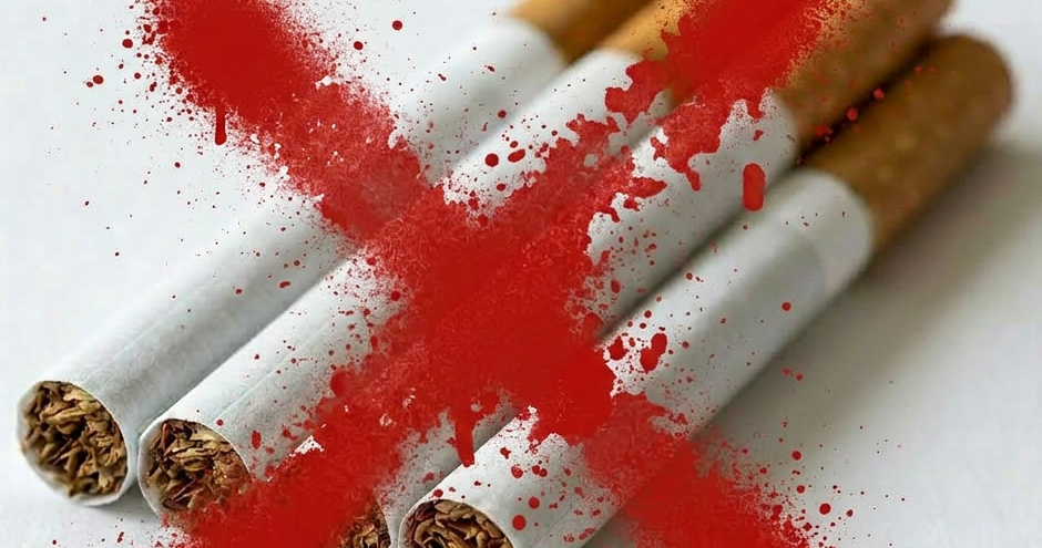 More irregular natural red spray cross
